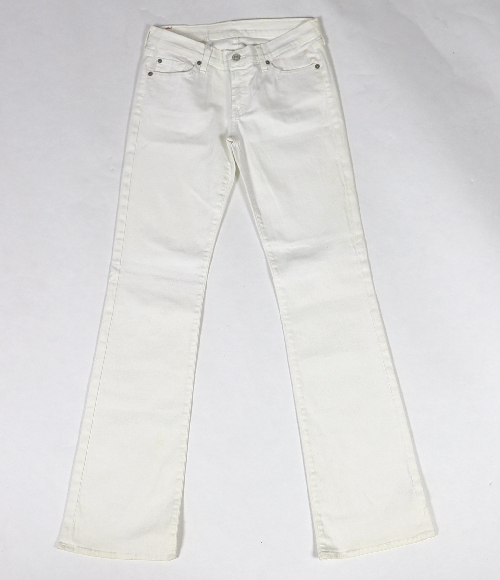 Four pairs of lady's designer jeans, two True Religion, a Celine and a 7 For All Mankind, all size 28